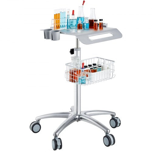 Medicinsk vagn, salongsvagn med hjul, mobil kundvagn 680-1090 mm höjdjusterbar, salongsstationer i metall för hårstylist, rullande stationär labbvagn för klinik, skönhetssalong och salong