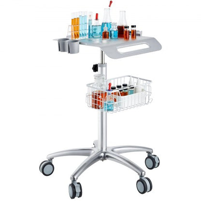 Medicinsk vagn, salongsvagn med hjul, mobil kundvagn 680-1090 mm höjdjusterbar, salongsstationer i metall för hårstylist, rullande stationär labbvagn för klinik, skönhetssalong och salong