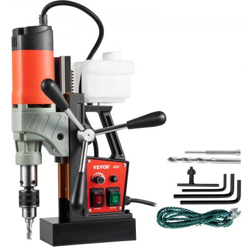 Magnetborrmaskin, 1200W, 4 cm borrdiameter, 2922lbf/13000N bärbar elektrisk magnetborrpress med variabel hastighet, 580 varv/min borrmaskin för alla ytor och heminredning, CE-märkt