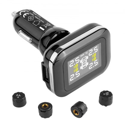 Däcktrycksövervakningssystem för husbil, 7,3-87 PSI släpvagns TPMS, universellt trådlöst bilalarmsystem, vattentätt TPMS-sensorset med 4 sensorer, 5 larmlägen, realtidsvisning, enkel att installera