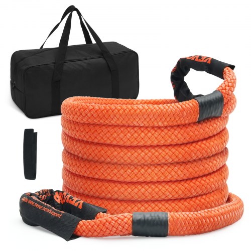 1" (2,54 cm) x 20'/6,1 m kinetisk bärgningslina 38 000 lbs/17 237,5 kg, kraftig terrängrem, extremt slitstark 30 % elastisk energirem för jeep bil lastbil ATV UTV SUV traktor