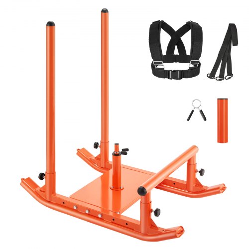 Weight Sled, Steel Power Sled, Fitness Strength Training Sleds for Athletic Exercise Speed Improvement, Workout Fitness Equipment with Handle, Compatible with 25/51 mm Weight Plates, Orange