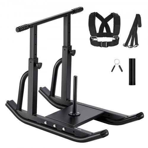 Weight Sled, Steel Power Sled, Fitness Training Sleds for Athletic Exercise Speed Improvement, Workout Equipment with Adjustable Height Handle, Compatible with 25/51 mm Weight Plates, Black