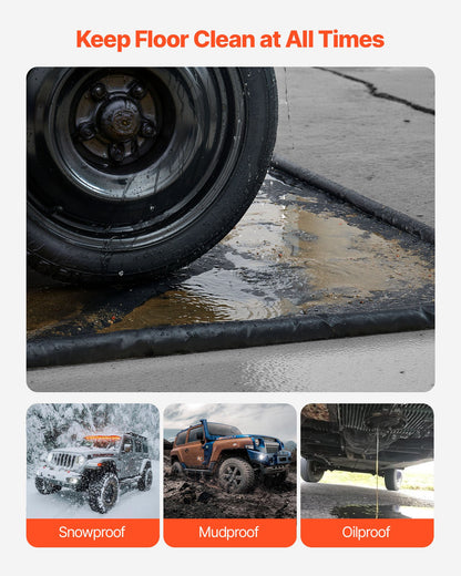 Avspärrningsmatta, 2,4 x 5,5 m, halkfri PVC-garagematta med rengöringsskrapa, kraftigt hållbart vattentätt avspärrningsskydd mot snö, regn och lera för bilparkering, svart