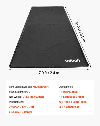 Avspärrningsmatta, 2,4 x 5,5 m, halkfri PVC-garagematta med rengöringsskrapa, kraftigt hållbart vattentätt avspärrningsskydd mot snö, regn och lera för bilparkering, svart