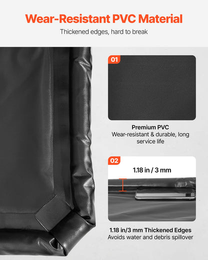 Containment Mat, 2.4 x 4.9 m, Non-Slip PVC Garage Floor Mat with a Cleaning Squeegee Broom, Heavy Duty Durable Waterproof Containment Protection from Snow, Rain and Mud for Cars Parking, Black