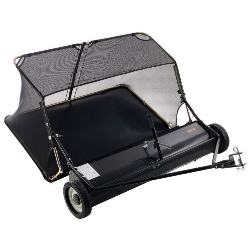 26.7 cm Tow Behind Lawn Sweeper, 26 cu.ft. Large Yard Sweeper, Adjustable Sweeping Height, Heavy Duty Leaf & Grass Collector with Dumping Rope, Pull Behind Sweepers for Debris Grass Clippings