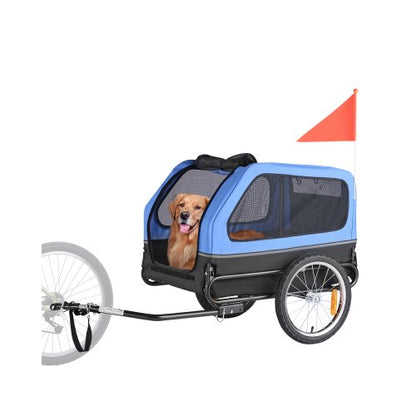 Hundcykelkärra, Stöder upp till 40 kg, Cykelhållare för små och stora hundar, Lättfällbar ram med snabbkopplingshjul, Universal cykelfäste, Reflex, Flagga, Invändigt koppel