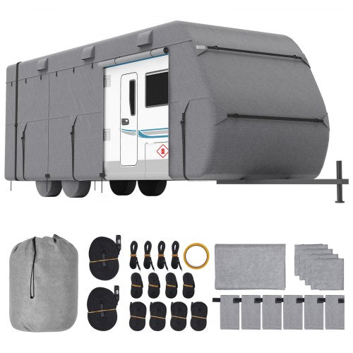 Överdrag för husvagn, 20-22 fot husvagnsöverdrag, 4-lagers non-woven tyg för husvagn, vattentätt, vindtätt och rivstoppande klass A husvagnsöverdrag, med förvaringspåse, reparationsplåster, remmar och däckskydd