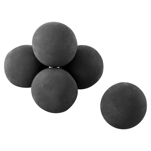 Ceramic Fire Balls, 125 mm 6 Pcs Round Fire Stones, Reusable Lava Rocks Indoor and Outdoor Use, Decorative Fire Pit Rocks for Propane/Gas Fireplace, Stove, Courtyard, Camping, Black