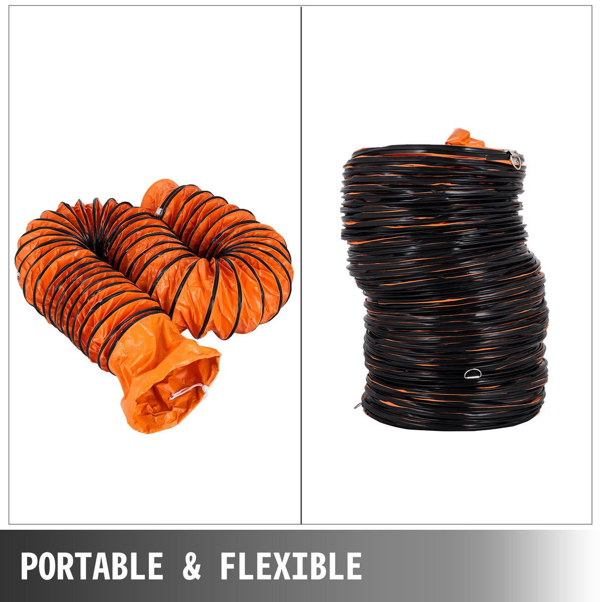 25FT Kanalslangsutsug flexibel kanal PVC Flexibel 12 tum Bärbar för frånluftsfläkt PVC-kanal