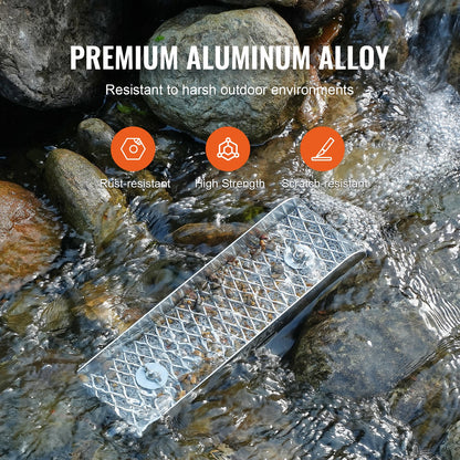 Guldvaskningssats med mini-slusslåda, 12" aluminiumutrustning för guldbrytning, 16 delar guldprospekteringssats med guldskål, klassificeringsskärm, separeringsmagnet, ryggsäck med dragsko och tillbehör