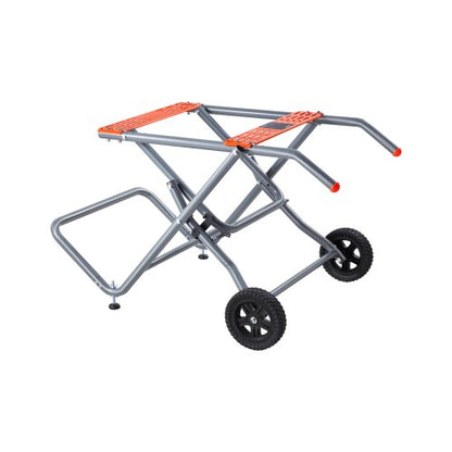 Bärbart bordssågstativ, 159 kg/350 lbs lastkapacitet, rullande hopfällbart bordssågbord med 203 mm/8 tum gummihjul, kraftig konstruktion, enkel förvaring, universal för de flesta märken av bordssågar