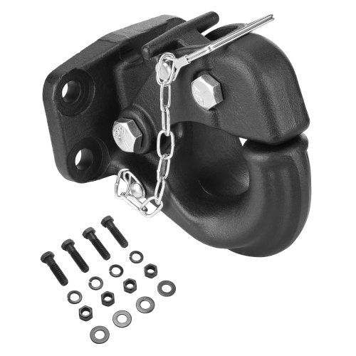 Dragkrok, 13600 kg dragkapacitet, dragkrok för dragkrokar, passar för 6,5 cm till 7,5 cm lunettring med monteringssats, svart pulverlackering, slitstark, lämplig för olika fordon