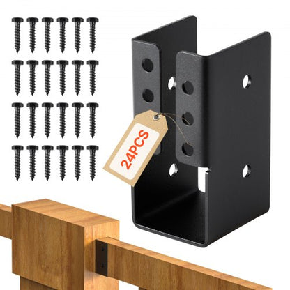 Dold bjälklagsupphängning, 2x4 tums utomhusfäste med dold fläns och skruvar, lätta bjälklagsupphängningar i stål för 1,93 x 3,62 tum / 49 x 92 mm balk, gunga, staket, trärutschkanor, 24 st