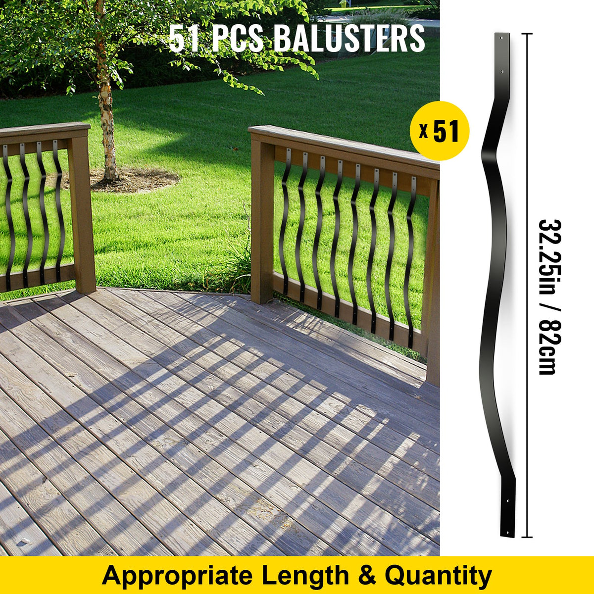 Däckbalustrar Metalldäckspindar 51-pack 32,25 tums järnräcke