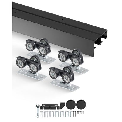 Bypass-dörrbeslag, 120 cm kraftig bypass-skjutdörrsbeslagsats, skjutdörrsbeslag i aluminiumlegering med fingerdrag, för 2-dörrssystem, passar dörrtjocklek 3,8 cm - 3,8 cm