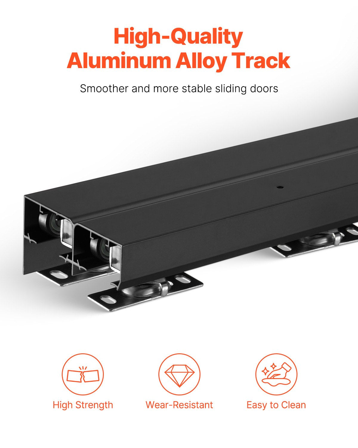 Bypass-dörrbeslag, 120 cm kraftig bypass-skjutdörrsbeslagsats, skjutdörrsbeslag i aluminiumlegering med fingerdrag, för 2-dörrssystem, passar dörrtjocklek 3,8 cm - 3,8 cm