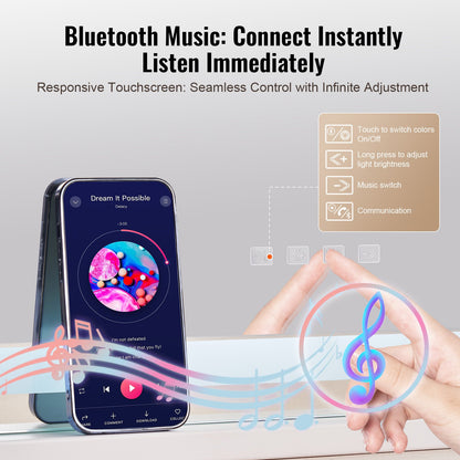 Belyst sminkspegel 3 färger med Bluetooth USB skrivbordsväggmontering 55,1 cm