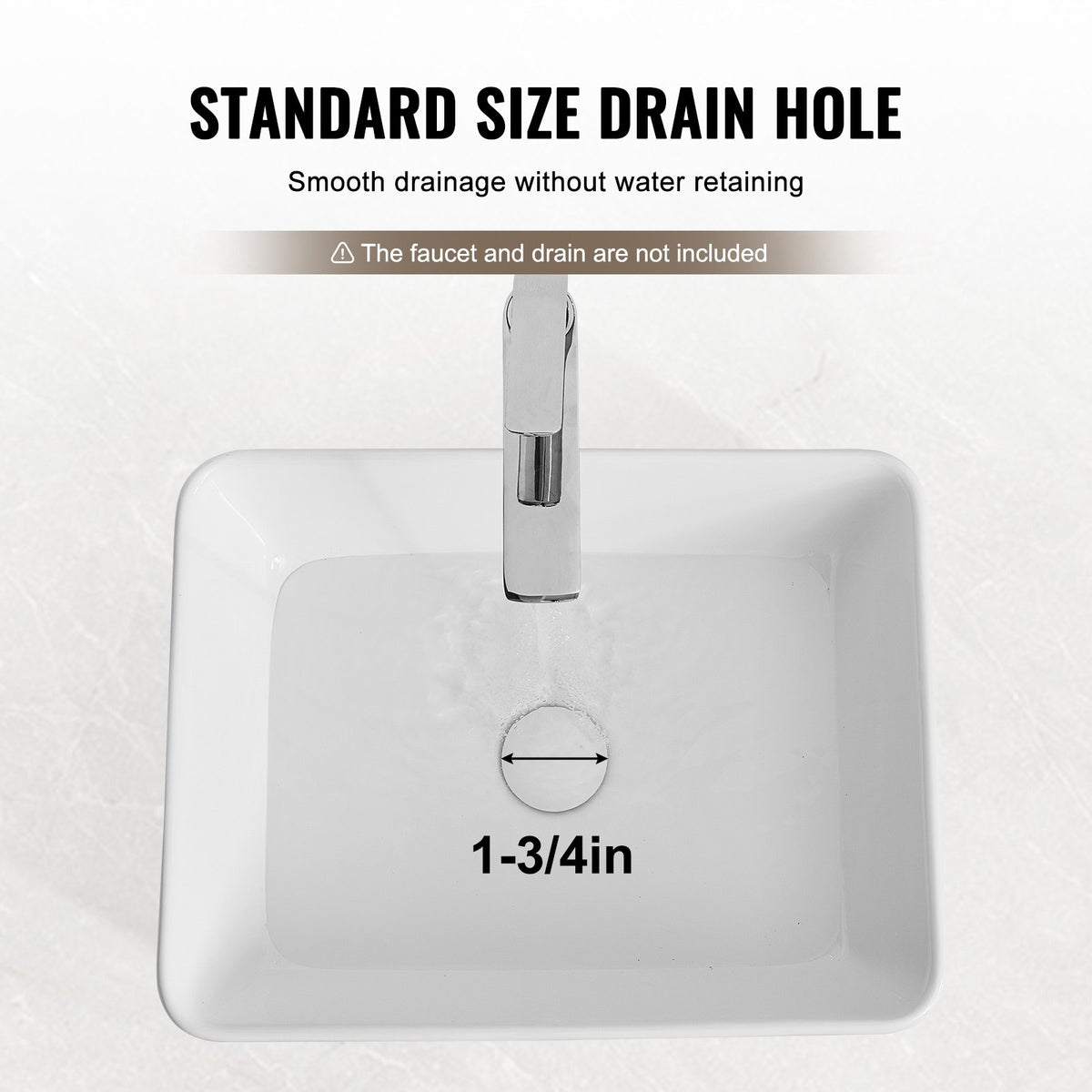 Rektangulärt handfat, 46 x 34 cm, bänkskiva för badrum, vita keramiska handfat ovanför bänkskiva, modern stil, ljus och elegant, välförpackad för badrum, hotell, toalett, husbil