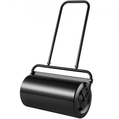 Gräsmattvält, 13 gallon sand-/vattenfylld trädgårdsvält, ståltorvält med lättvridbar plugg och U-format ergonomiskt handtag för bekvämt tryck och drag, för gräsmatta, trädgård, gård, park, svart