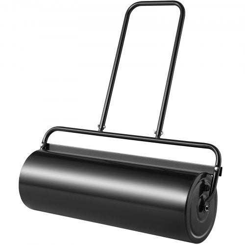 Gräsmattvält, 7,5 liters sand-/vattenfylld trädgårdsvält, ståltorvält med lättvridbar plugg och U-format ergonomiskt handtag för bekvämt tryck och drag, för gräsmatta, trädgård, gård, park, svart