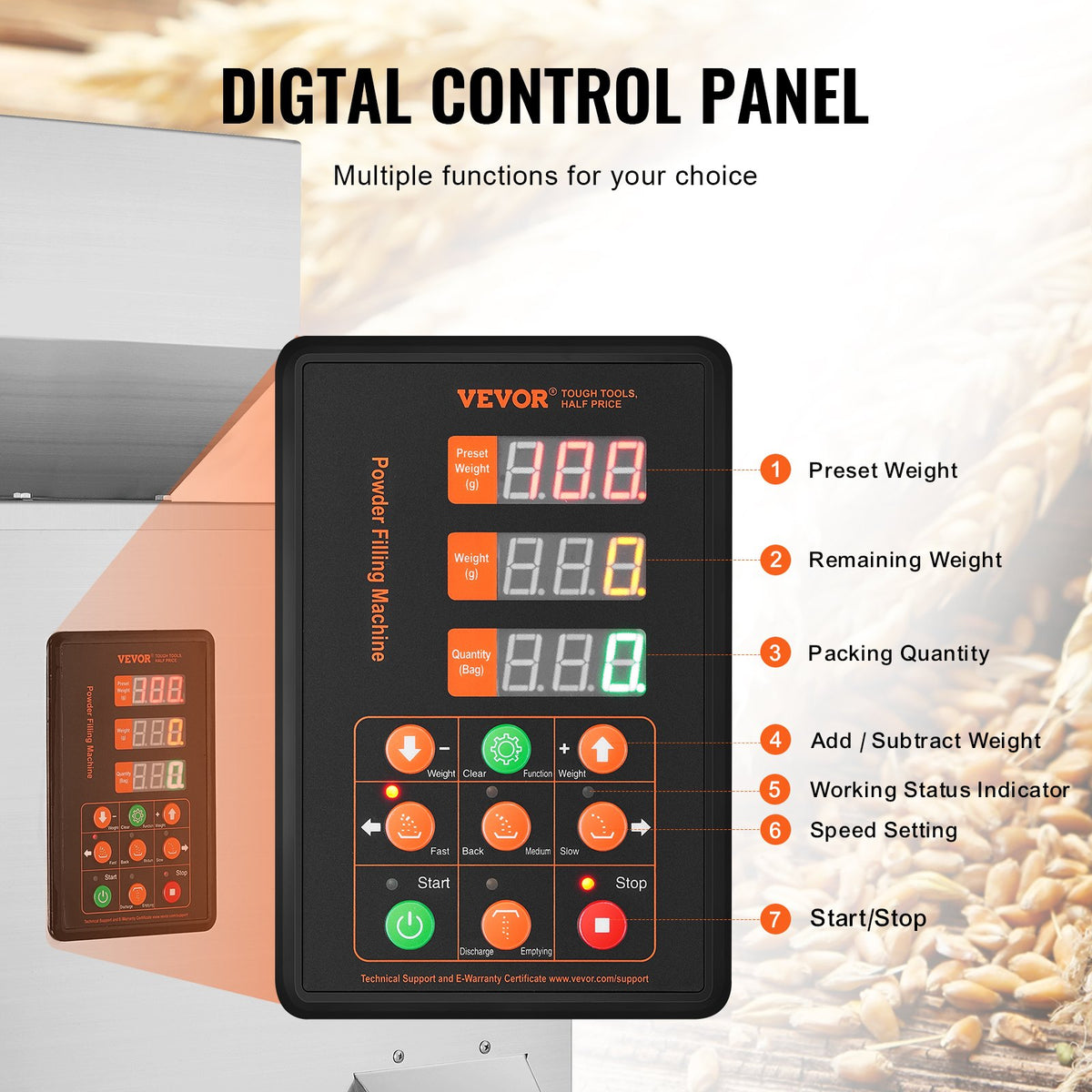 Pulverfyllningsmaskin, 0,022-1,1 lbs/10-500 g, automatisk intelligent partikelvägningsmaskin, flaskpåsepulverfyllningsmaskin partikeldispenser för tefrön, spannmål, pulver, mjöl, bönor, glitter
