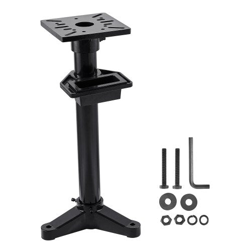 Bench Grinder Stand, Heavy-Duty Grinder and Vise Floor Pedestal with 27 x 27 cm Mounting Plate, Pre-Cut Mounting Slots & Water Pot, Compatible with Most Bench Grinders