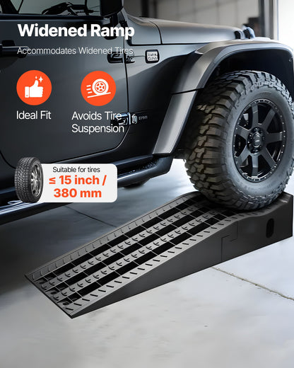 Bilramper, 2 st. 5897 kg totalvikt, 160 mm lyfthöjd, bärbara högprofilerade bilserviceramper för underhåll av hemmagarage och oljebyten, kraftiga för lastbilar, SUV-fordonsreparationer, svarta