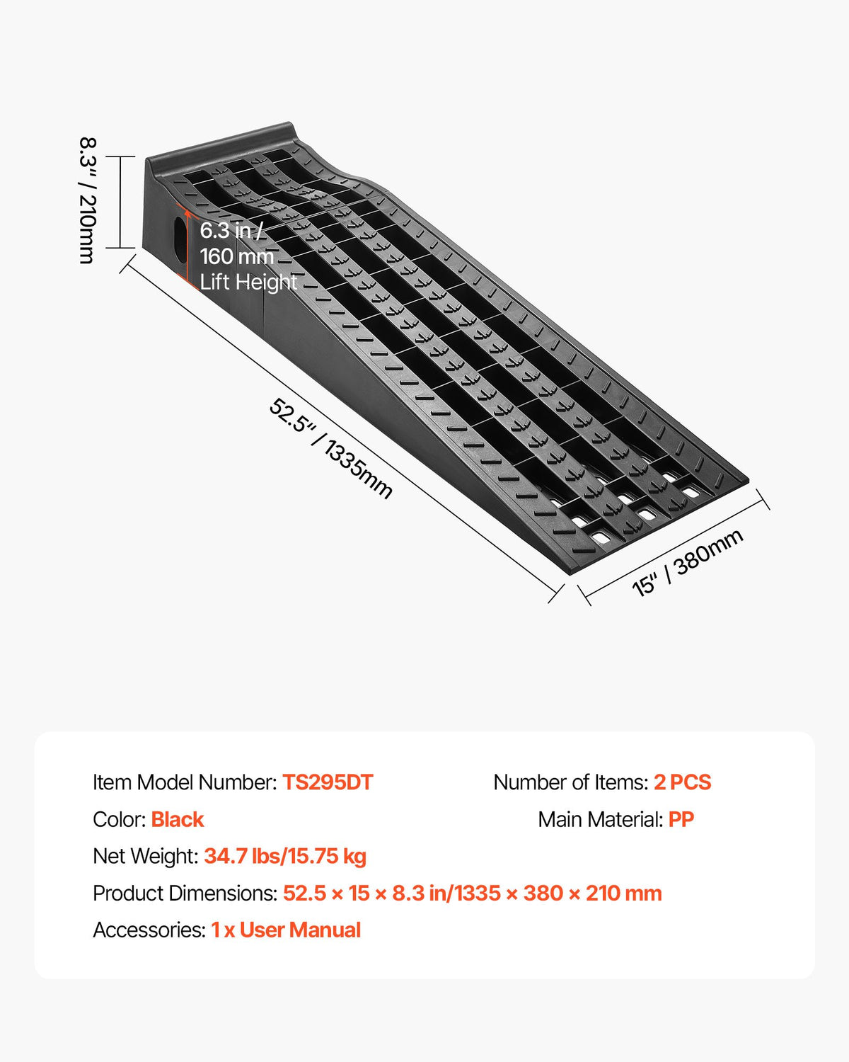 Bilramper, 2 st. 5897 kg totalvikt, 160 mm lyfthöjd, bärbara högprofilerade bilserviceramper för underhåll av hemmagarage och oljebyten, kraftiga för lastbilar, SUV-fordonsreparationer, svarta