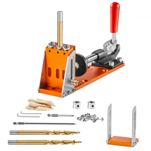 30 Pcs Pocket Hole Jig Kit, Adjustable & Easy to Use Pocket Hole Jig System with Step Drills, Wrenches, Drill Stop Rings, and Square Drive Bits, Dual Scale Marks for DIY Carpentry Projects