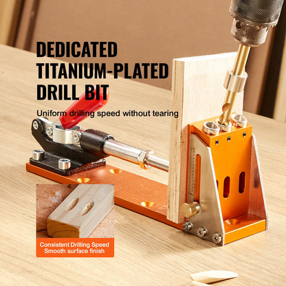 30 Pcs Pocket Hole Jig Kit, Adjustable & Easy to Use Pocket Hole Jig System with Step Drills, Wrenches, Drill Stop Rings, and Square Drive Bits, Dual Scale Marks for DIY Carpentry Projects