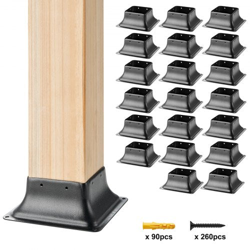 101,6x101,6 mm stolpfäste 20 st, invändig 91x91 mm kraftig pulverlackerad stålstolpfäste passar för standard trästolpankare, stolpfäste för altan, veranda, ledstång, räcke