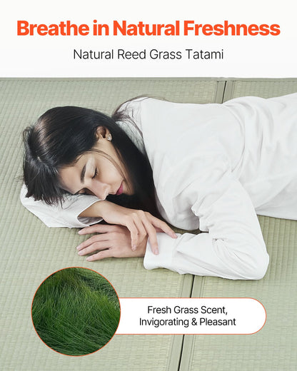 Japansk tatamimatta, hopfällbar japansk tatamimadrass i king size (naturligt rusgräs), japansk golvmadrass med baksida och frisk doft, futonmadrass för sovande, meditation, yoga