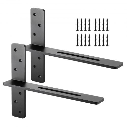 T-hyllklädsel 2 st, 90 kg viktkapacitet, 406,4 x 73,5 x 304,8 mm, massiva stålhyllklädsel för kraftiga hyllor, bänkskivsstöd, flytande konsolbeslag med skruvar