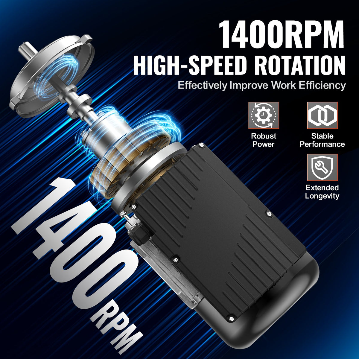 0,75 kW elmotor 1400 rpm, AC 220~240 V 5,45 A, 80, B3-ram, luftkompressormotor enfas, 19 mm kilaxel, medurs/moturs rotation för jordbruksmaskiner och allmän utrustning