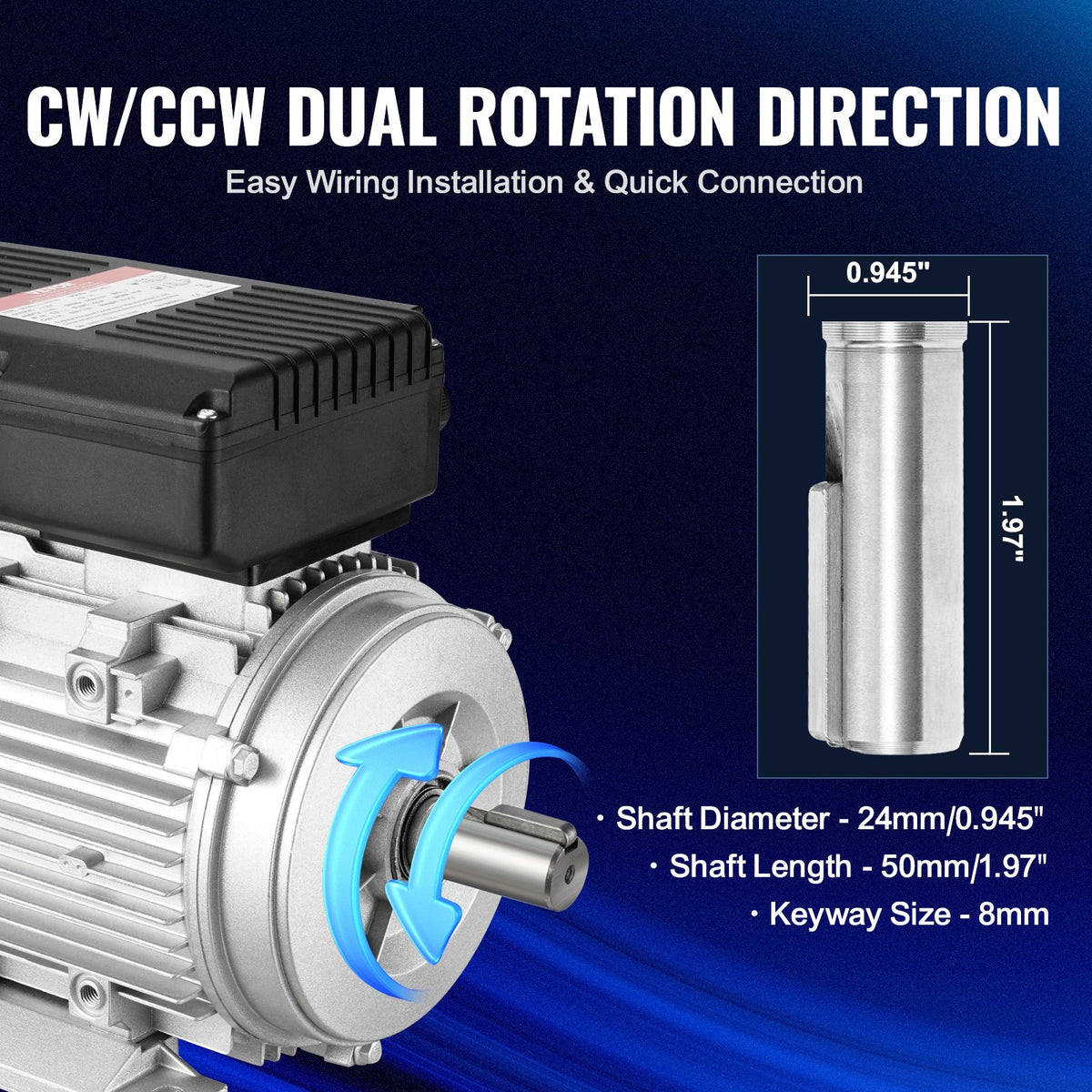2,2 kW elmotor 2800 rpm, AC 220~240V 13,8A, 90 l, B3-ram, luftkompressormotor enfas, 24 mm kilaxel, medurs/moturs rotation för jordbruksmaskiner och allmän utrustning