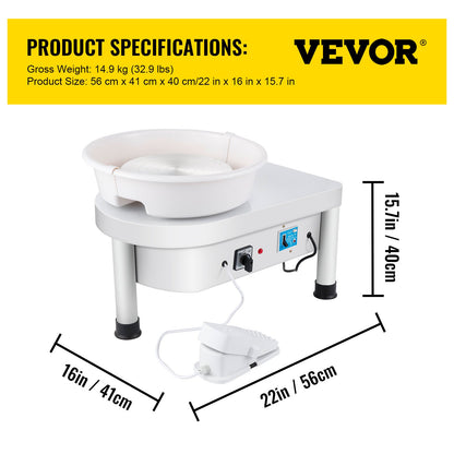 Keramikskiva 25 cm keramikformningsmaskin 280 W elektrisk keramikskiva med fotpedal och avtagbar skålformningsverktygssats för keramiklera hantverk DIY-lera