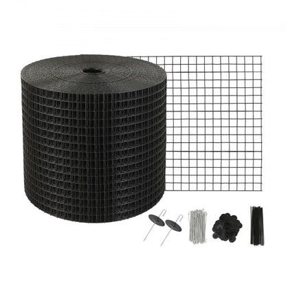 15 x 3048 cm solpanel fågelskydd, krypskyddsrullkit med 100 st fästelement i aluminiumlegering, solpanelskydd med rostfri PVC-beläggning, 12,7 mm trådrullenät