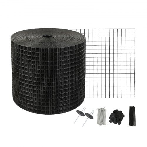 15 x 3048 cm solpanel fågelskydd, krypskyddsrullkit med 100 st fästelement i aluminiumlegering, solpanelskydd med rostfri PVC-beläggning, 12,7 mm trådrullenät
