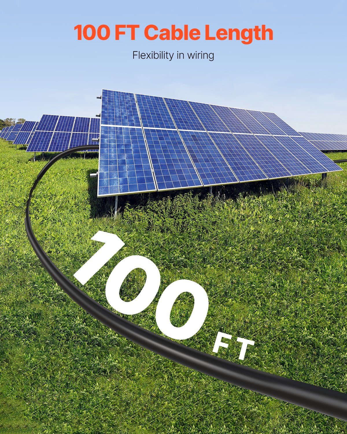 30,48 m/100 fot förlängningskabel för solpaneler, 6 mm²/10 AWG förlängningskabel för solpaneler, 6 mm² IP67 vattentät PV-kabel för solpaneler i hemmet, på fartyg och husbilar, svart