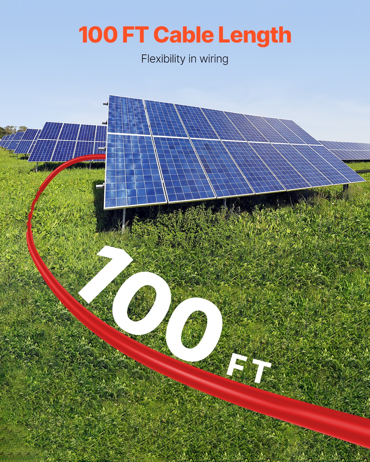 30,48 m/100 fot förlängningskabel för solpaneler, 6 mm²/10 AWG förlängningskabel för solpaneler, 6 mm² IP67 vattentät PV-kabel för solpaneler i hemmet, på fartyg och husbilar, röd