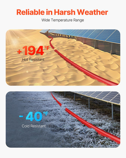 30,48 m/100 fot förlängningskabel för solpaneler, 6 mm²/10 AWG förlängningskabel för solpaneler, 6 mm² IP67 vattentät PV-kabel för solpaneler i hemmet, på fartyg och husbilar, röd