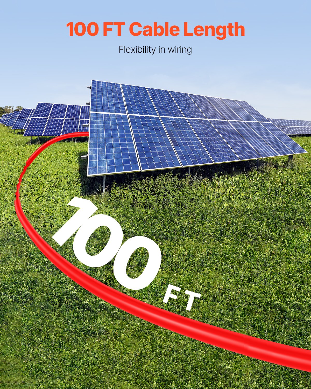 30,48 m/100 fot förlängningskabel för solpaneler, 6 mm²/10 AWG förlängningskabel för solpaneler med vattentäta hon- och hankontakter, 6 mm² PV-kabel för solpaneler i hemmet, på fartyg och husbilar, 30,48 m/100 fot svart + 30,48 m/100 fot röd (set om 2)