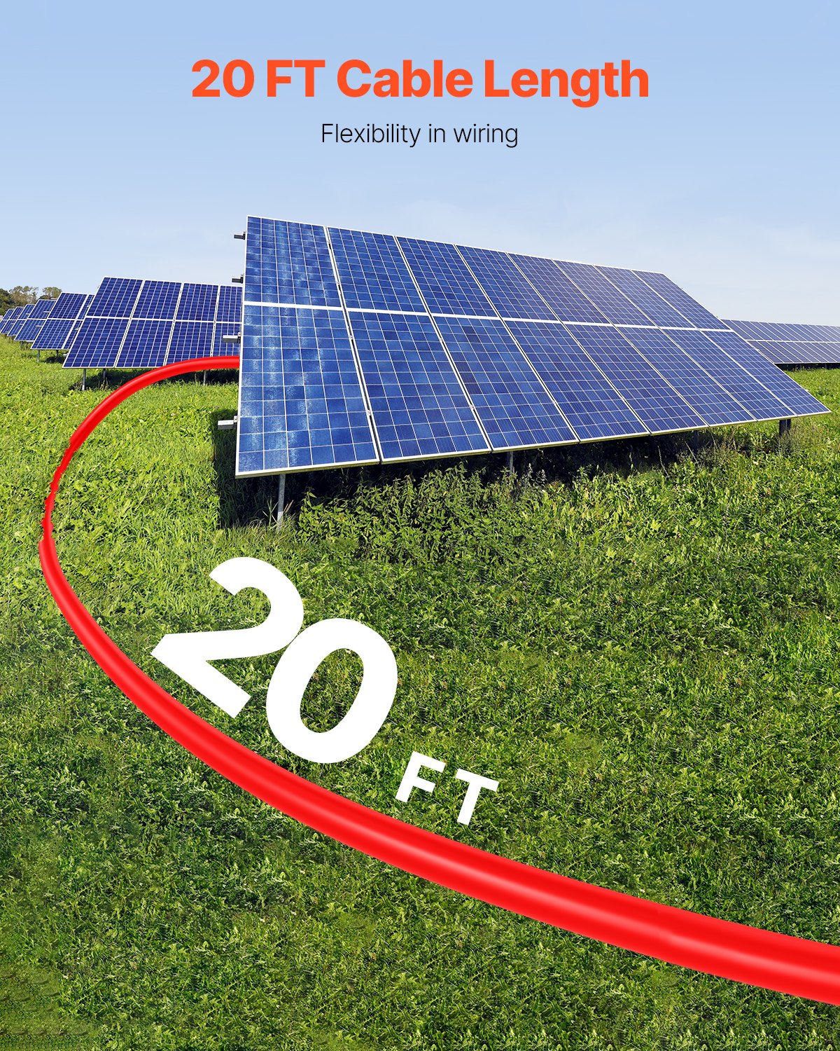 6,1 m/20 fot förlängningskabel för solpaneler med hon- och hankontakter 10AWG/6 mm² 1 par