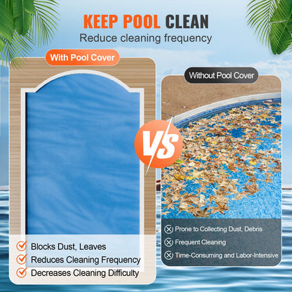 Solcellsskydd för pool, 32 x 16 fot rektangulärt solskydd för pooler, solcellsskydd för ovanmarkspool, 12 mil solskydd blått