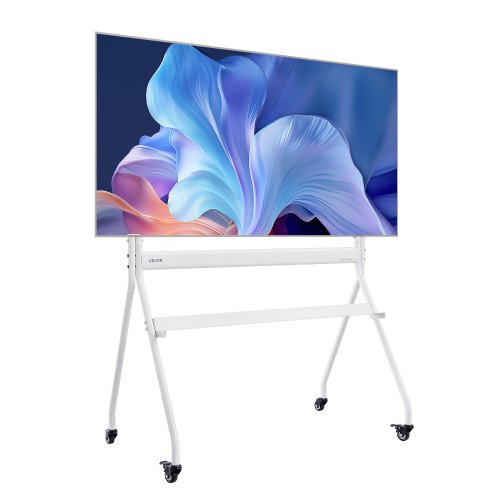 Rullande TV-stativ, mobil TV-vagn för 35-100 tums LED/LCD/OLED platt-/böjda TV-apparater, bärbart skärmstativ med hjul, klarar upp till 198 kg för vardagsrum, sovrum, kontor, utomhusbruk, max VESA 800x600 mm