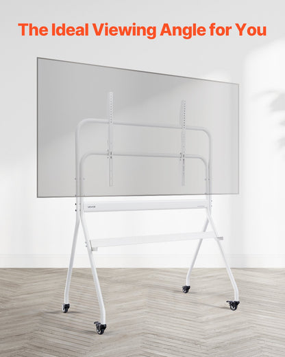 Rullande TV-stativ, mobil TV-vagn för 35-100 tums LED/LCD/OLED platt-/böjda TV-apparater, bärbart skärmstativ med hjul, klarar upp till 198 kg för vardagsrum, sovrum, kontor, utomhusbruk, max VESA 800x600 mm