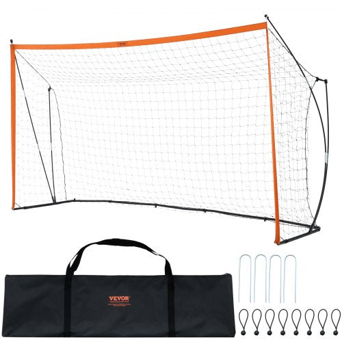 Bärbart fotbollsmål, 12x6 fot fotbollsnät för vuxna och barn, stort träningsnät för fotboll, träningsmål i stålfiberstruktur, fotbollsmål för utomhusbruk i alla väder med bärväska, orange