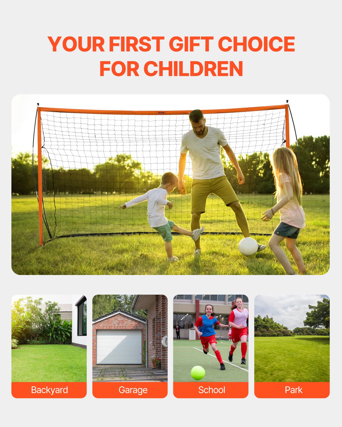 Bärbart fotbollsmål, 12x6 fot fotbollsnät för vuxna och barn, stort träningsnät för fotboll, träningsmål i stålfiberstruktur, fotbollsmål för utomhusbruk i alla väder med bärväska, orange